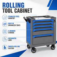 Coffre à outils mobile verrouillable à 5 tiroirs OEM ODM avec fente de rangement supérieure pour atelier de mécanique automobile