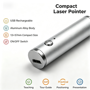Pointeur laser rouge compact <1mW rechargeable par USB en alliage d'aluminium 22x100mm Mini indicateur laser pointeur de puissance portée 30m - Product Image 2