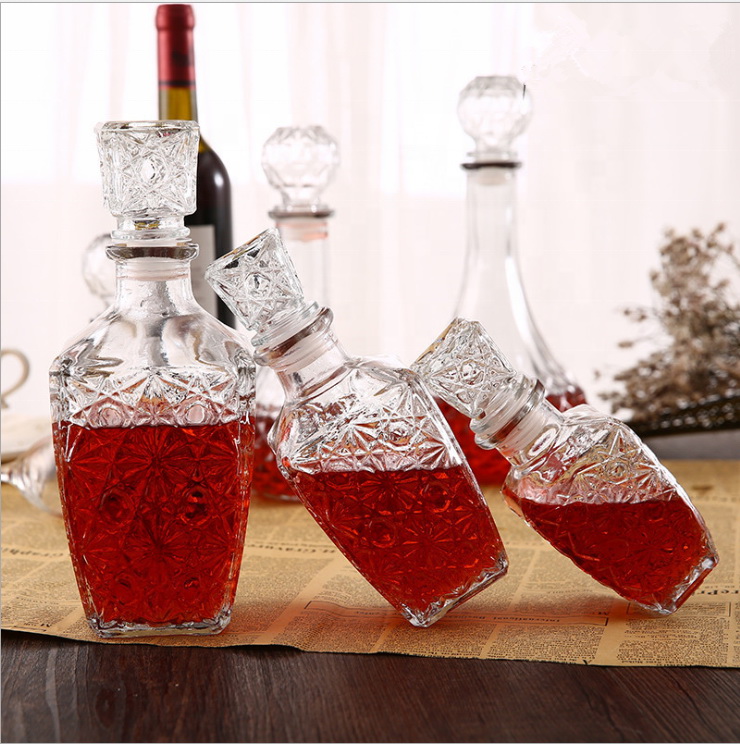 Квадратная стеклянная винная бутылка, 250 мл/500 мл/1000 мл стеклянная винная бутылка с герметичной крышкой