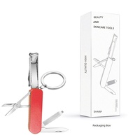 Kit de manucure pliable 5-en-1 portable pour voyage, comprenant coupe-ongles, lime à ongles, ciseaux, mini-couteau et tournevis de poche