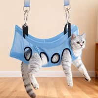 Table de toilettage portable pour chats et chiens, pliable, en acier inoxydable, avec hamac respirant en maille pour la coupe des ongles, utilisation à la maison ou en salle de bain