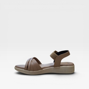 Women Comfortable Wedge Heel <b>Sandals</b> Beige Color Cross Strap Slip On Soft Cushion Open Toe Lightweight Shoes for Casual Summer - Product Image 4