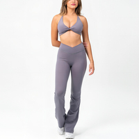 Ensemble de pantalon et haut de yoga tie-dye personnalisé avec taille élastique, tissu extensible quadridirectionnel respirant pour femmes - Commandes personnalisées en gros