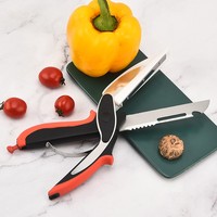 Ciseaux de cuisine intelligents 2-en-1 Coupeur de légumes et d'aliments complémentaires Couteau de cuisine multifonctionnel pour la maison