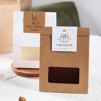 Boîtes d'emballage pour biscuits personnalisées en gros, recyclables, réutilisables, imperméables, de qualité alimentaire, sacs en papier pour boulangerie avec fenêtre