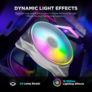 พัดลมคอมพิวเตอร์ LED RGB 120มม. ควบคุมอุณหภูมิความเร็วสูงสำหรับพีซี - Product Image 4