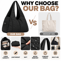 Sac fourre-tout en nylon grande capacité personnalisé pour femme, idéal pour les trajets quotidiens et les voyages, sac à bandoulière léger et souple en tissu matelassé