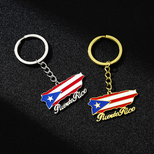 Retro Art Puerto Rico Mapa Bandera Llavero Decorativo Estilo Nacional <span class=keywords><strong>Joker</strong></span> para Hombres Mujeres Accesorios de Acero de Titanio de Moda - Product Image 4