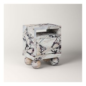 Sang trọng calacatta Viola đá cẩm thạch Veneer nightstand độc đáo hình cầu bảng chân trắng tím Đá Cẩm Thạch Bàn Cạnh Giường ngủ với ngăn kéo - Product Image 1