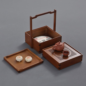 Caja de comida de bambú de doble capa estilo antiguo, cesta de bambú portátil para picnic y aperitivos, caja de comida estilo folclórico para hotel, para cine y - Product Image 3