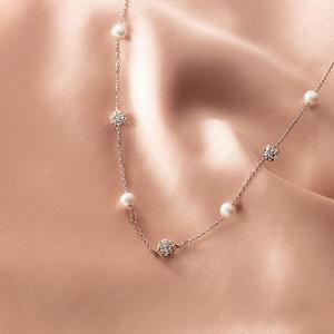 S925 <b>Silver</b> Japanese & Korean Retro Style Short <b>Necklace</b> with Curve Synthetic <b>Pearl</b> Women's Sweet D9405 <b>Necklace</b> - Product Image 5