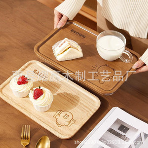 Plateau en bois brun avec motif d'ours pour enfants et collations - Product Image 4