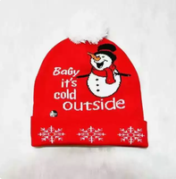 Cappello Natalizio in Maglia Acrilica con Luci LED, Cappello di Babbo Natale Luminoso per Adulti e Bambini