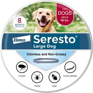 Collar Antipulgas y Garrapatas Elanco <span class=keywords><strong>Seresto</strong></span> para Perros Grandes de 18 Libras o Más, 8 Meses de Protección, Sin Olor, No Grasoso - Product Image 1