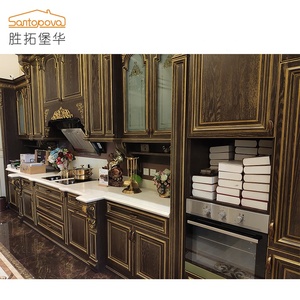De gama alta Villa Proyecto de gabinete de cocina diseños de lujo moderno <span class=keywords><strong>bronceado</strong></span> de gabinete de cocina de roble - Product Image 6
