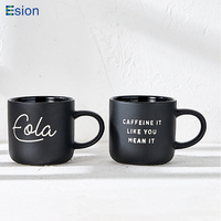 Tasse en céramique mate noire nordique de 300 ml avec logo personnalisé, vente en gros de tasses à café et à thé en céramique, cadeau promotionnel pour entreprises