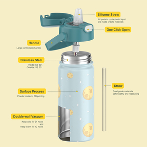 Personalized Cute Water <b>Bottle</b> For Children - 14oz Stainless Steel Vacuum Insulated With Handle 18oz Kids Water <b>Bottles</b> - Product Image 4