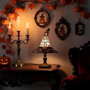 Stained Glass Resin Witch Hat Eco-Friendly LED Lamp Handmade Nightstand Night Light Home Decor Gift - Product Image 6