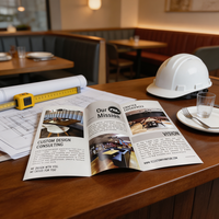 Brochure de profil d'entreprise pliée en trois, en papier couché 157 g/m² avec pelliculage brillant simple face, vente en gros usine