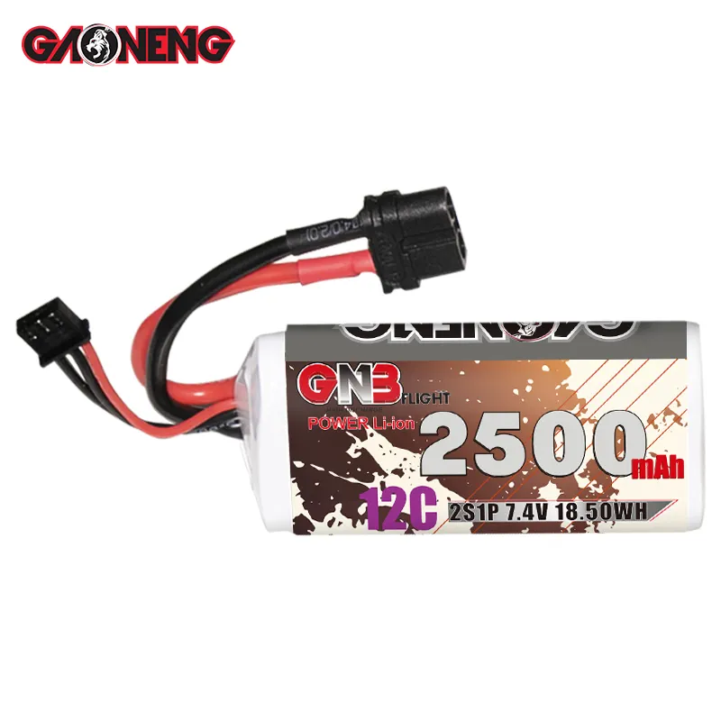 GAONENG GNB 2S 2500MAH 7.4V 12C XT60 18650 ליתיום סוללה Brushless FPV מירוץ Drone ארוך טווח