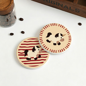 Posavasos de Tierra de Diatomeas con Diseño de Dibujos Animados del Año del Caballo, Alfombrilla Absorbente Antideslizante para Mesa, Barra, Mostrador, Resistente al Calor y Anti-Escaldaduras - Product Image 4