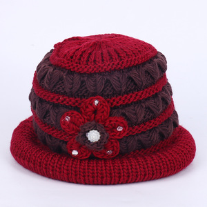Chunky Wool Floral Knit <b>Hat</b> For Women <b>Warm</b> Fleece Lined Winter Bonnet 56-58Cm Acrylic Blend <b>Hat</b> - Product Image 6