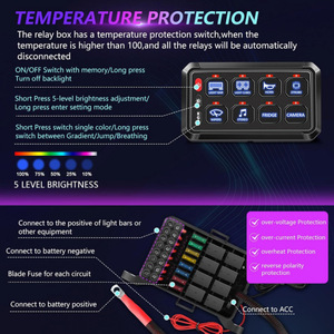 Panel de relés RGB de 8 vías, caja de interruptores de control de circuito de 12V 40A para actualización de coches y barcos - Product Image 5