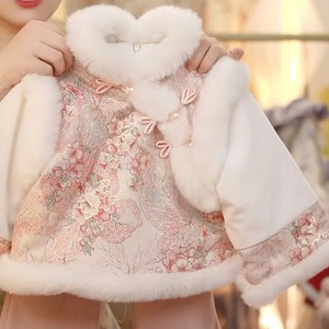 Tongxingyuan Girls Hanfu <b>Coat</b> Winter Fleece <b>Lined</b> Thickening Windproof Traditional Chinese Style Outwear - Product Image 4