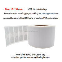 Étiquette RFID jetable à longue portée de 1 à 20 m, autocollant RFID UHF 860-960 MHz, autocollant d'inlay pour la gestion des actifs, de l'inventaire et du personnel