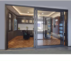 Fiberglas ekran örgü su geçirmez temperli cam bitmiş yüzey ile Modern tasarım alüminyum sürgülü veranda kapısı - Product Image 2