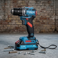 Perceuse sans fil Li-ion 20V, moteur sans balais, couple max. 60 N.m, vitesse variable, mandrin 13 mm sans clé, pour bricolage métal, OEM