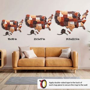 แผนที่โลกแบบนูน 3 มิติ ดีไซน์หรูหรา ทำจากไม้ เหมาะสำหรับตกแต่งบ้านหรือสำนักงาน ใช้เป็นของประดับแขวนผนังและตกแต่งผนังพื้นหลังได้อย่างลงตัว - Product Image 2