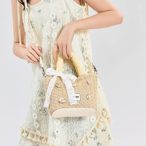 Bolso de Hombro de Lujo de Diseñador, Estilo de Primera Categoría, de Paja Tejida, para Verano, Playa, con Cinta de Concha y Lazo, para <span class=keywords><strong>Mujer</strong></span>, Vacaciones y Resort - Product Image 3