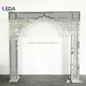 Ensemble d'arche de mariage au design moderne et lisse, design creux, style indien de luxe, décoration de scène pour événements de mariage, panneau de fond - Product Image 3