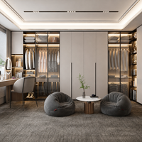 Dressing intégré avec coiffeuse et table de maquillage, système de placard de chambre personnalisé, armoire en bois sur mesure, grand meuble de rangement