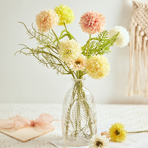 手作りモダンシルク布ポンポン菊人工タンポポ花クリスマスウェディングホーム - Product Image 2