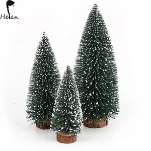 Árbol de Navidad de sisal artificial mínimo, árbol de Navidad con cepillo de botella, pequeños árboles de sisal con bases de madera, decoración de vacaciones de Navidad