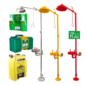 Estación de ducha de seguridad para lavado de ojos de emergencia Acero inoxidable ABS Recubrimiento rojo Ducha de lavado de ojos de emergencia Estándar de - Product Image 1