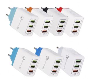อะแดปเตอร์แปลงไฟแบบสามพอร์ต 3A QC3.0 USB ชาร์จเร็ว สำหรับโทรศัพท์มือถือแอนดรอยด์ ใช้ได้กับมาตรฐานยุโรป อเมริกา และอังกฤษ - Product Image 4
