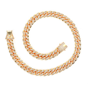 Estilo americano europeu de alta qualidade 12mm Hip Hop Cool Cuban Link Chain Colares para homens Full Diamond Alloy Fashion Chains - Product Image 3