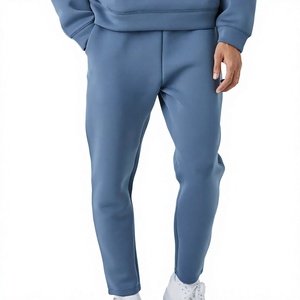 Ensemble de survêtement bleu pour homme, pull et pantalon de couleur unie, décontracté, respirant, poids moyen, coupe régulière - Product Image 4