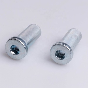Connecteurs de meubles, fixations, acier au carbone zingué <span class=keywords><strong>M6</strong></span>, douilles hexagonales plates, barils de fixation, écrous de fixation pour lit - Product Image 3