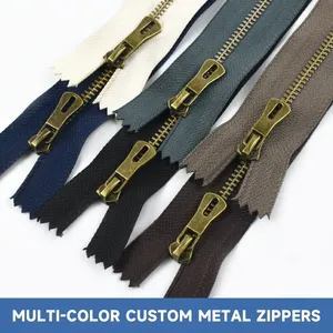 2/5/10pcs 포켓 클로저 자동 잠금 지퍼 15/20/25/30cm 5 # 금속 지퍼 분리 불가능 가방 클로즈 엔드 지퍼 의류 재봉 수리 - Product Image 2