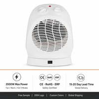 Ventilateur tour incurvé portable avec thermostat, chauffage électrique d'appoint 3 modes, 2000W, température réglable, protection contre la surchauffe, résistant au feu, CE