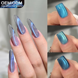 ZRKGEL nuovo arrivo 9-Set di smalto Gel UV in resina blu colore verde stile francese effetto scintillante occhi di gatto Design campione gratuito Gel UV - Product Image 3