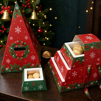 Maßgefertigte Pyramidenbox Umweltfreundlich Recycelbar Hochwertig Weihnachtsstil Kuchen-Dessert-Box Europäische To-Go-Box