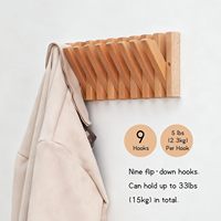 Porte-serviettes mural multifonction pliable et détachable, porte-clés, 9 crochets rétractables, en bois massif, fin et écologique