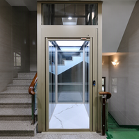 Porte de palier d'ascenseur pour villa, maison, appartement, avec panneau de verre coulissant automatique à feuille unique, éclairage LED et couleur personnalisable