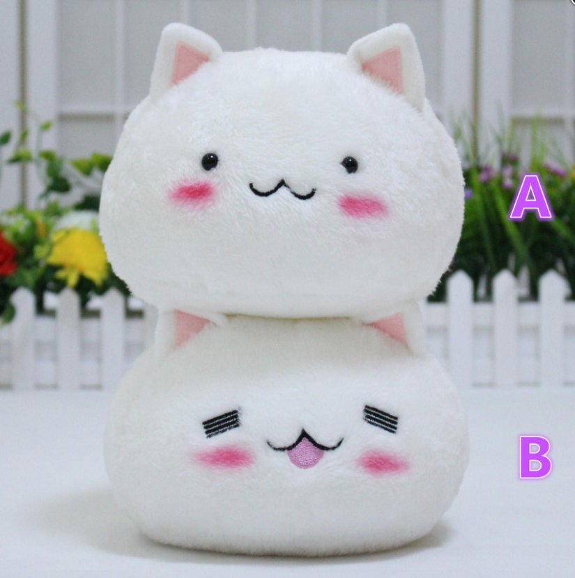 Oreiller En Peluche Chat D'anniversaire 40 Cm - Blanc, Doux, Jouet Pour Enfant, Déco, Cadeau Adorable