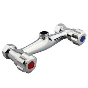 Robinet de mélange pour salle de bain à double commande en laiton mural, robinet de douche à double poignée pour eau chaude et froide, chauffe-eau encastré - Product Image 1